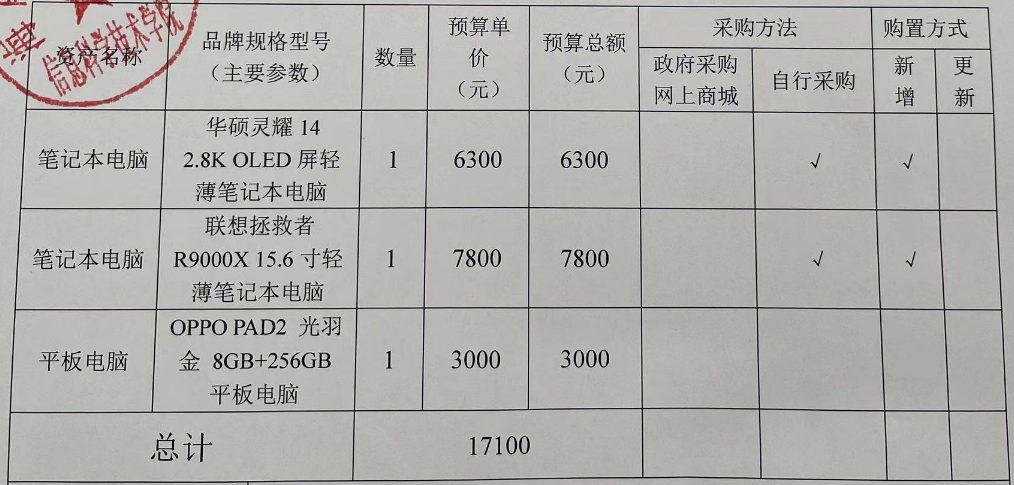 信息学院郑远硕老师申请科研设备采购公示